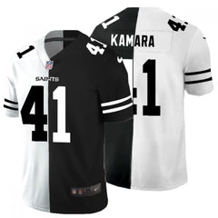 Men's New Orleans Saints #41 Alvin Kamara Black & White Split Limited Stitched Jersey