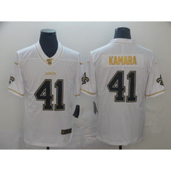 Men's New Orleans Saints #41 Alvin Kamara White 2019 100th Season Golden Edition Limited Stitched NFL Jersey