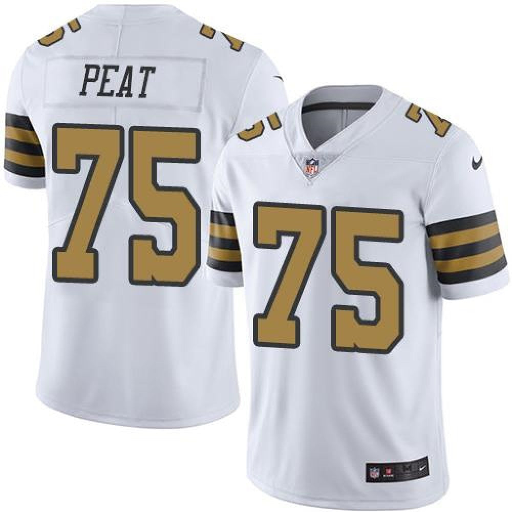 Saints #75 Andrus Peat White Men's Stitched NFL Limited Rush Jersey