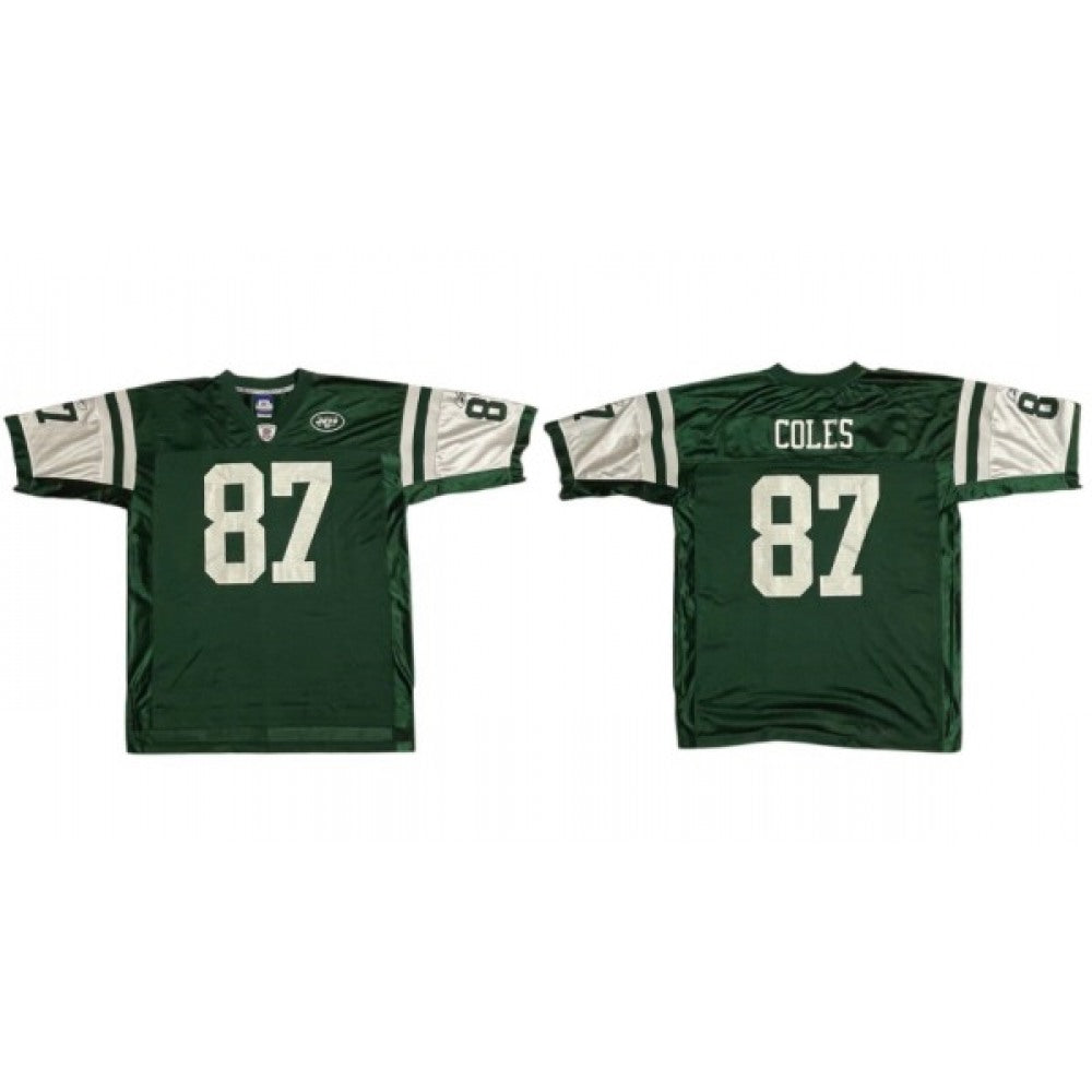 Men's New York Jets #87 Laveranues Coles Green Stitched Jersey