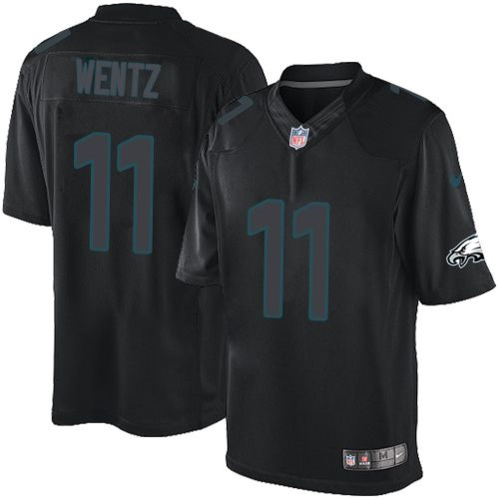 Eagles #11 Carson Wentz Black Men's Stitched NFL Impact Limited Jersey