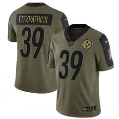 Men's Pittsburgh Steelers #39 Minkah Fitzpatrick 2021 Olive Salute To Service Limited Stitched Jersey