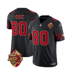 Men's San Francisco 49ers #80 Jerry Rice Black 2023 F.U.S.E. 50th Patch Vapor Limited Stitched Football Jersey