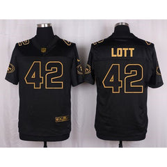 49ers #42 Ronnie Lott Black Men's Stitched NFL Elite Pro Line Gold Collection Jersey