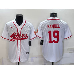 Men's San Francisco 49ers #19 Deebo Samuel White With Patch Cool Base Stitched Baseball Jersey