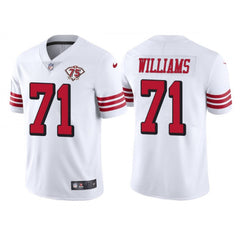 Men's San Francisco 49ers #71 Trent Williams White 75th Anniversary Vapor Untouchable Limited Stitched Jersey