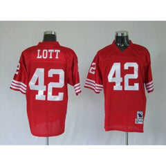 Mitchell and Ness 49ers Ronnie Lott Premier #42 Stitched Red Jersey