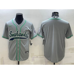Men's Seattle Seahawks Blank Grey With Patch Cool Base Stitched Baseball Jersey