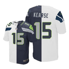 Seahawks #15 Jermaine Kearse White/Steel Blue Men's Stitched NFL Elite Split Jersey