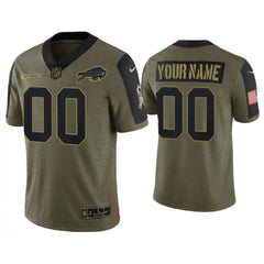 Men's Buffalo Bills Customized 2021 Olive Salute To Service Limited Stitched Jersey