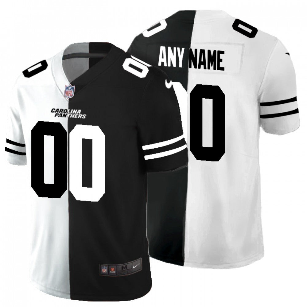 Men's Carolina Panthers ACTIVE PLAYER Custom Black & White Split Limited Stitched Jersey Limited Stitched Jersey
