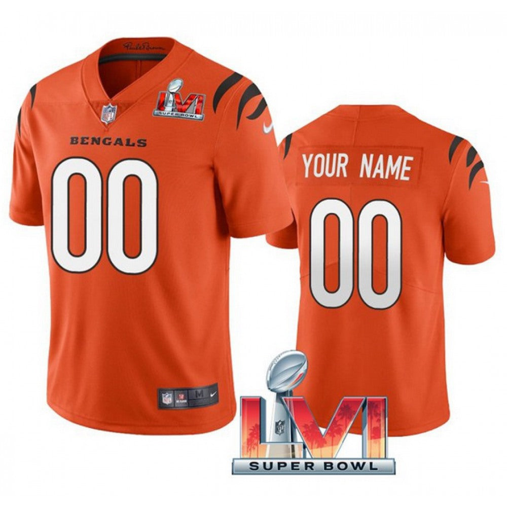 Men's Cincinnati Bengals ACTIVE PLAYER Custom 2022 Orange Super Bowl LVI Vapor Limited Stitched Jersey