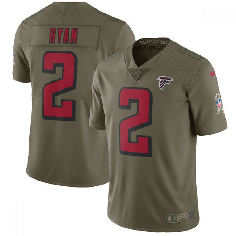 Youth Atlanta Falcons #2 Matt Ryan Olive Salute To Service Limited Stitched NFL Jersey