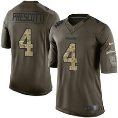 Cowboys #4 Dak Prescott Green Youth Stitched NFL Limited Salute to Service Jersey