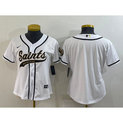 Youth New Orleans Saints Blank White With Patch Cool Base Stitched Baseball Jersey