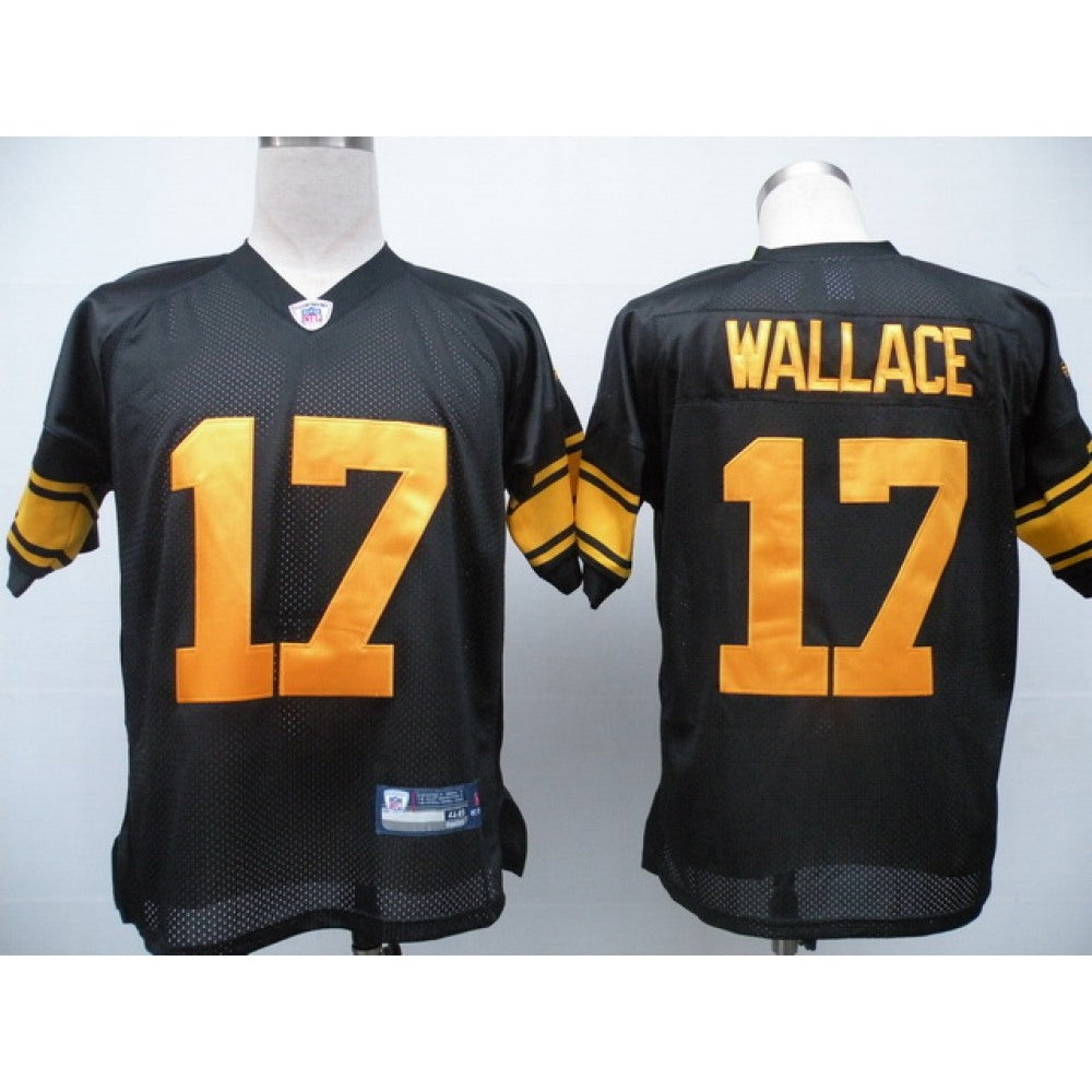 Steelers #17 Mike Wallace Black With Yellow Number Stitched Youth NFL Jersey