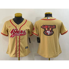 Youth San Francisco 49ers Gold Team Big Logo With Patch Cool Base Stitched Baseball Jersey