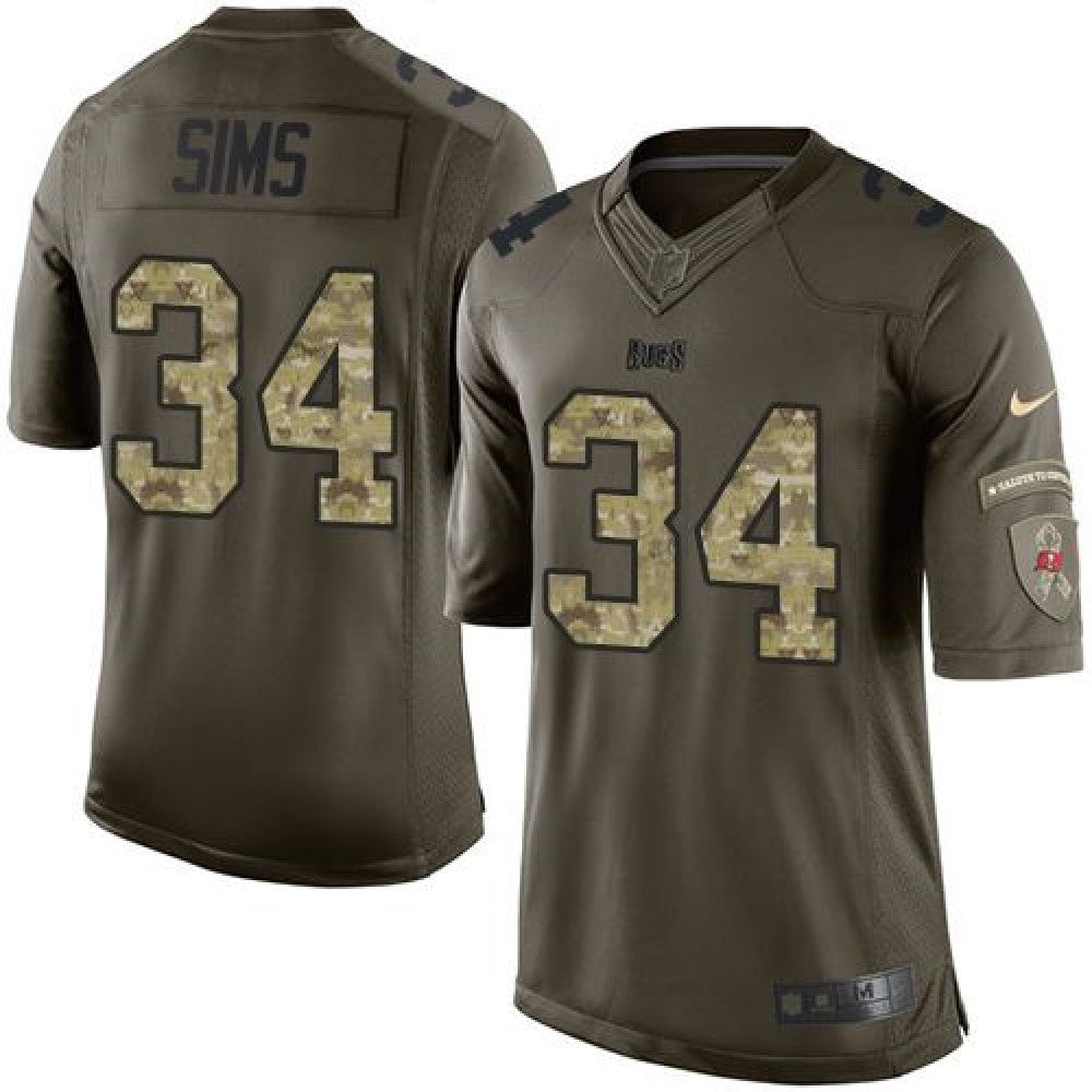 Buccaneers #34 Charles Sims Green Youth Stitched NFL Limited Salute to Service Jersey