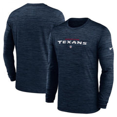 Men's Houston Texans Navy Sideline Team Velocity Performance Long Sleeve T-Shirt