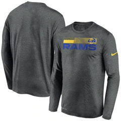 Men's Los Angeles Rams 2020 Grey Sideline Impact Legend Performance Long Sleeve T-Shirt