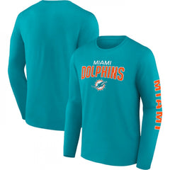 Men's Miami Dolphins Aqua Go the Distance Long Sleeve T-Shirt