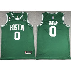 Men's Boston Celtics #0 Jayson Tatum Green No.6 Patch Stitched Basketball Jersey