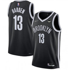 Men's Brooklyn Nets #13 James Harden 75th Anniversary Black Stitched Basketball Jersey