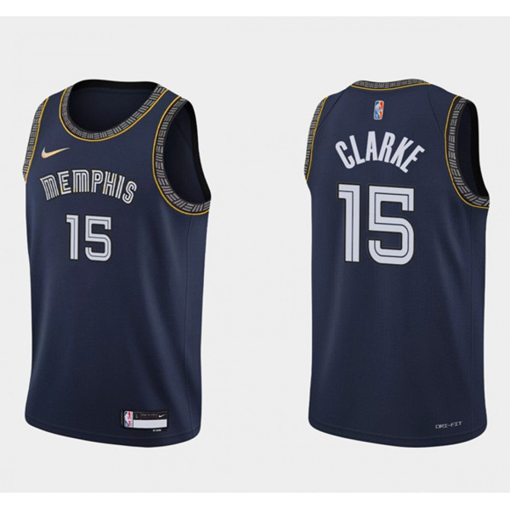 Men's Memphis Grizzlies #15 Brandon Clarke 2021/22 City Edition Navy 75th Anniversary Stitched Jersey