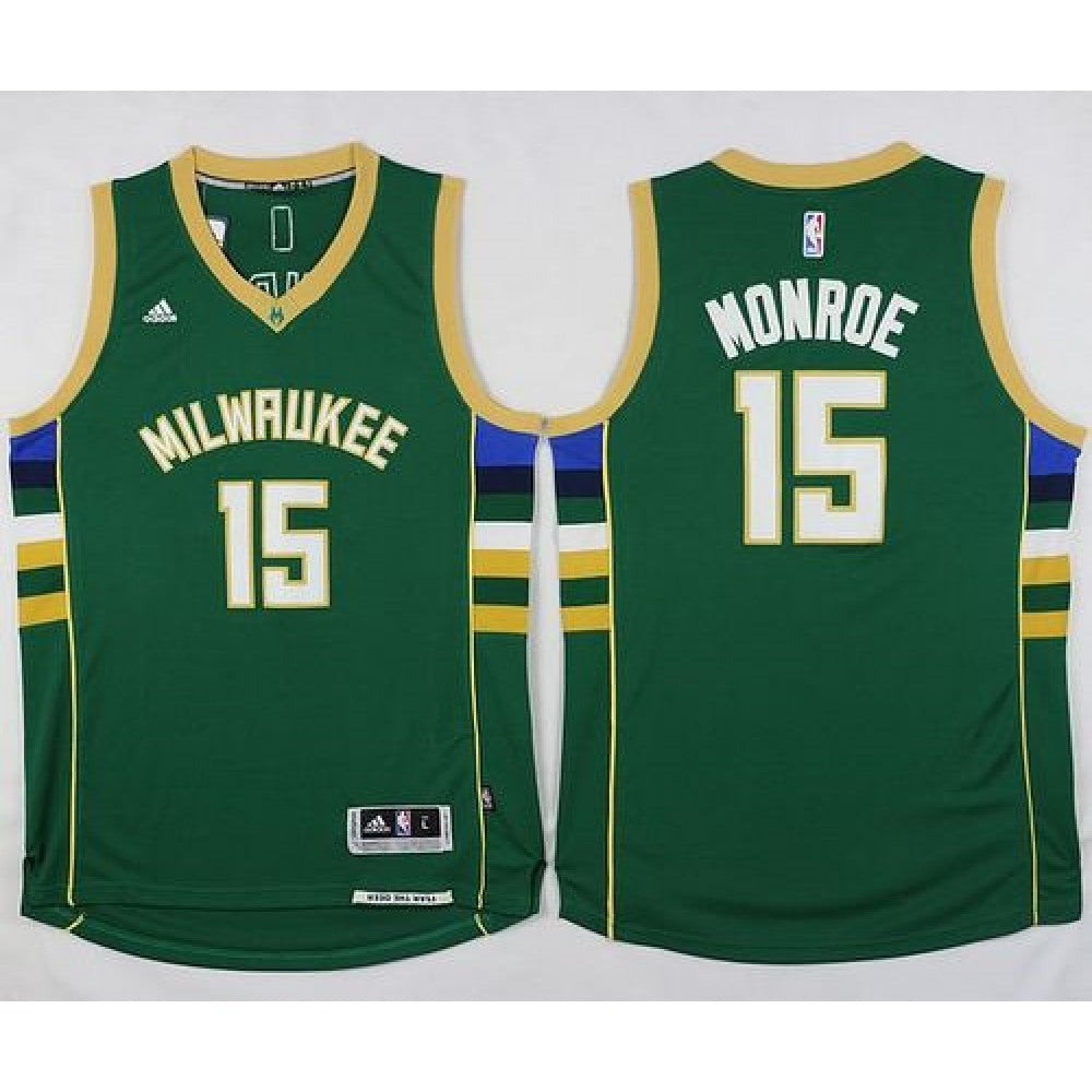 Bucks #15 Greg Monroe Green Stitched NBA Jersey