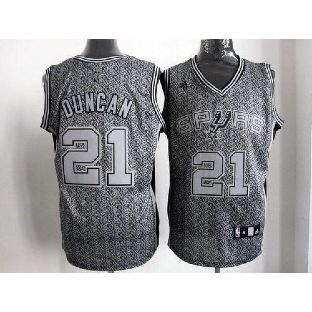 Spurs #21 Tim Duncan Grey Static Fashion Stitched NBA Jersey
