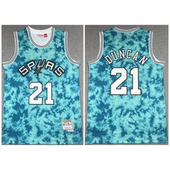 Men's San Antonio Spurs #21 Tim Duncan Blue Mitchell & Ness Throwback Stitched Jersey