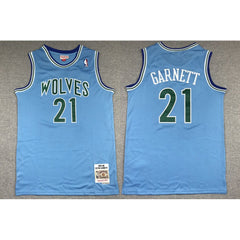 Men's Minnesota Timberwolves #21 Kevin Garnett Blue 1995-96 Throwback Stitched NBA Jersey