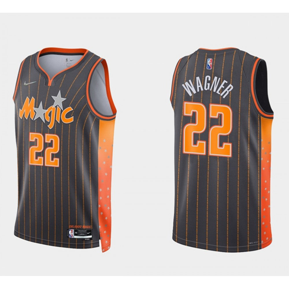 Men's Orlando Magic #22 Franz Wagner 2021/22 City Edition Black 75th Anniversary Stitched Swingman Jersey