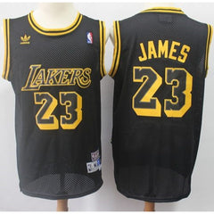 Men's Los Angeles Lakers #23 LeBron James Black Throwback Stitched NBA Jersey