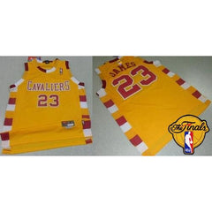 Cavaliers #23 LeBron James Gold Throwback Classic The Finals Patch Stitched NBA Jersey