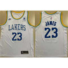 Men's Los Angeles Lakers #23 LeBron James White Stitched Basketball Jersey