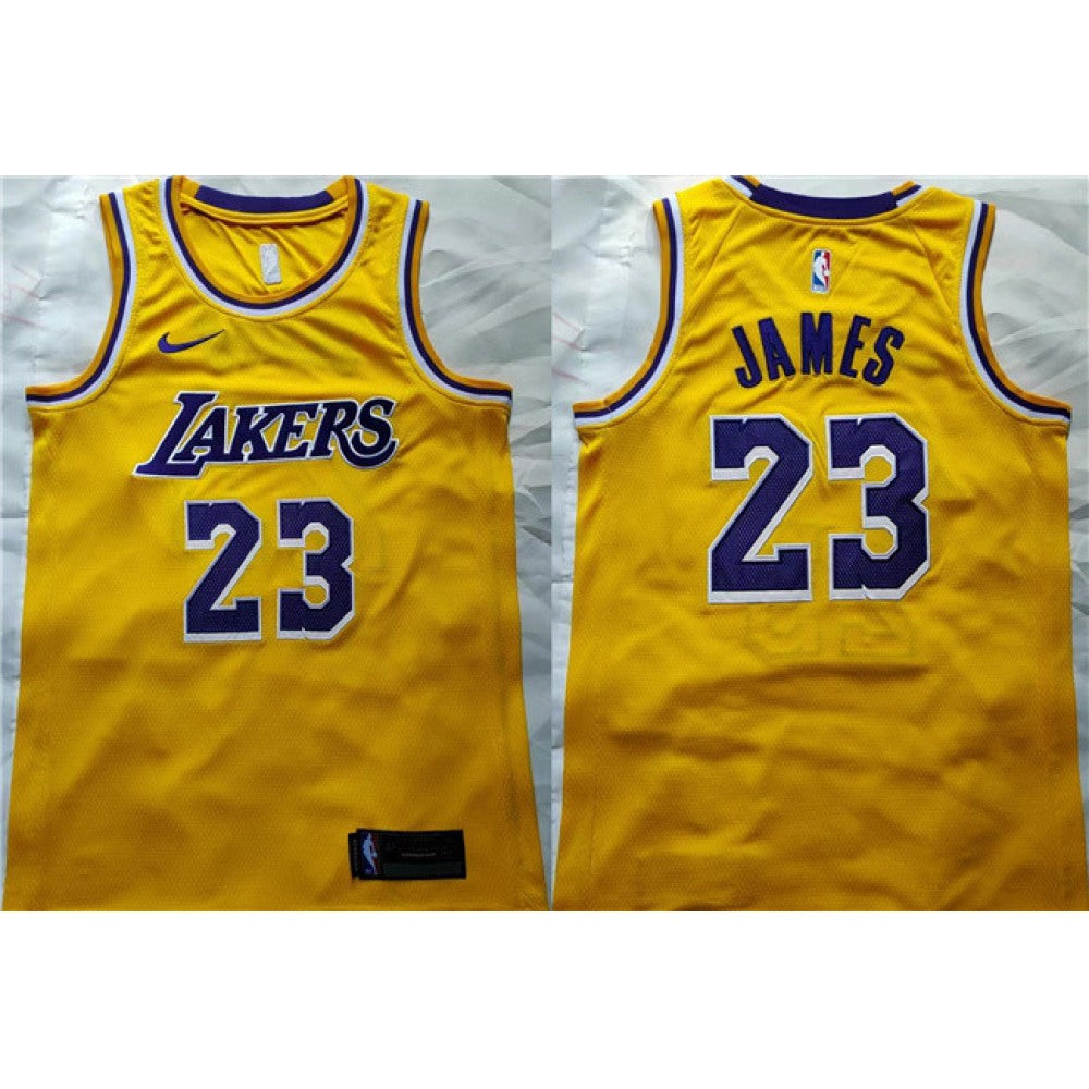 Men's Los Angeles Lakers #23 LeBron James Yellow Stitched Basketball Jersey