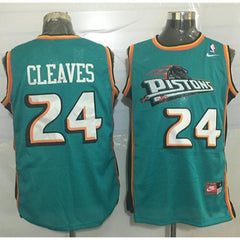 Pistons #24 Mateen Cleaves Green Throwback Stitched NBA Jersey