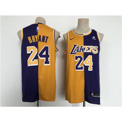 Men's Los Angeles Lakers #24 Kobe Bryant Purple/Gold Split Stitched Basketball Jersey