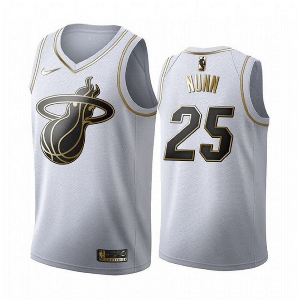 Men's Miami Heat #25 Kendrick Nunn 2019 Golden Edition White Stitched NBA Jersey