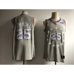 Men's Philadelphia 76ers #25 Ben Simmons Gray 2018/19 City Edition Swingman Stitched NBA Jersey