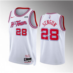Men's Houston Rockets #28 Alperen Sengun White 2023/24 City Edition Stitched Jersey