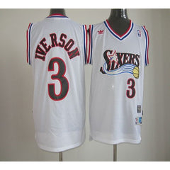 76ers #3 Allen Iverson White Throwback Stitched NBA Jersey
