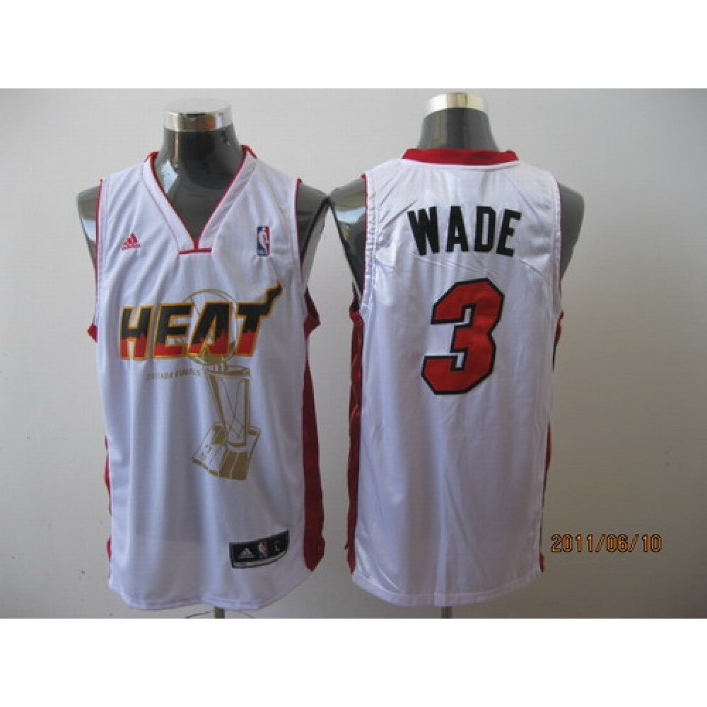 Heat 2011 Championship #3 Dwyane Wade White Stitched NBA Jersey