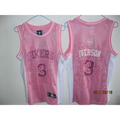 76ers #3 Allen Iverson Pink Women Fashion Stitched NBA Jersey