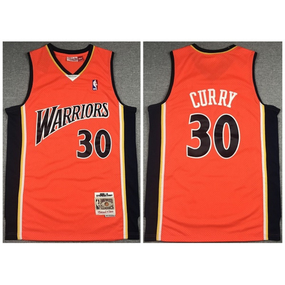 Men's Golden State Warriors #30 Stephen Curry Orange 2009-10 Throwback Stitched Jersey