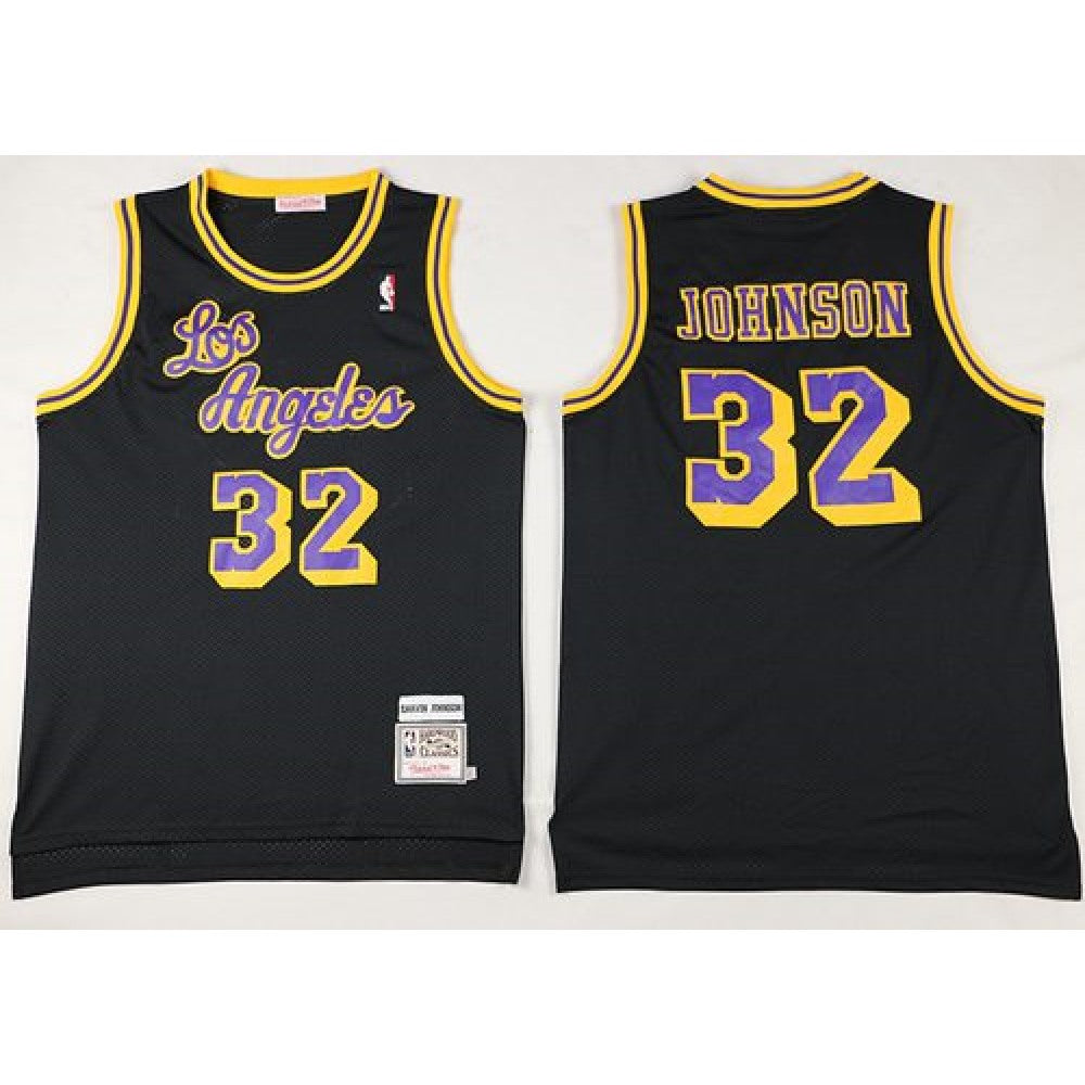 Mitchell And Ness Lakers #32 Magic Johnson Black Throwback Stitched NBA Jersey