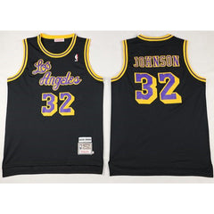 Mitchell And Ness Lakers #32 Magic Johnson Black Throwback Stitched NBA Jersey