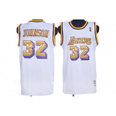 Mitchell and Ness Lakers #32 Magic Johnson Stitched White Throwback NBA Jersey