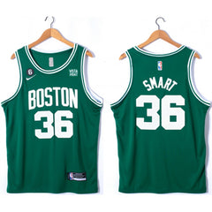 Men's Boston Celtics #36 Marcus Smart Green No.6 Patch Stitched Basketball Jersey